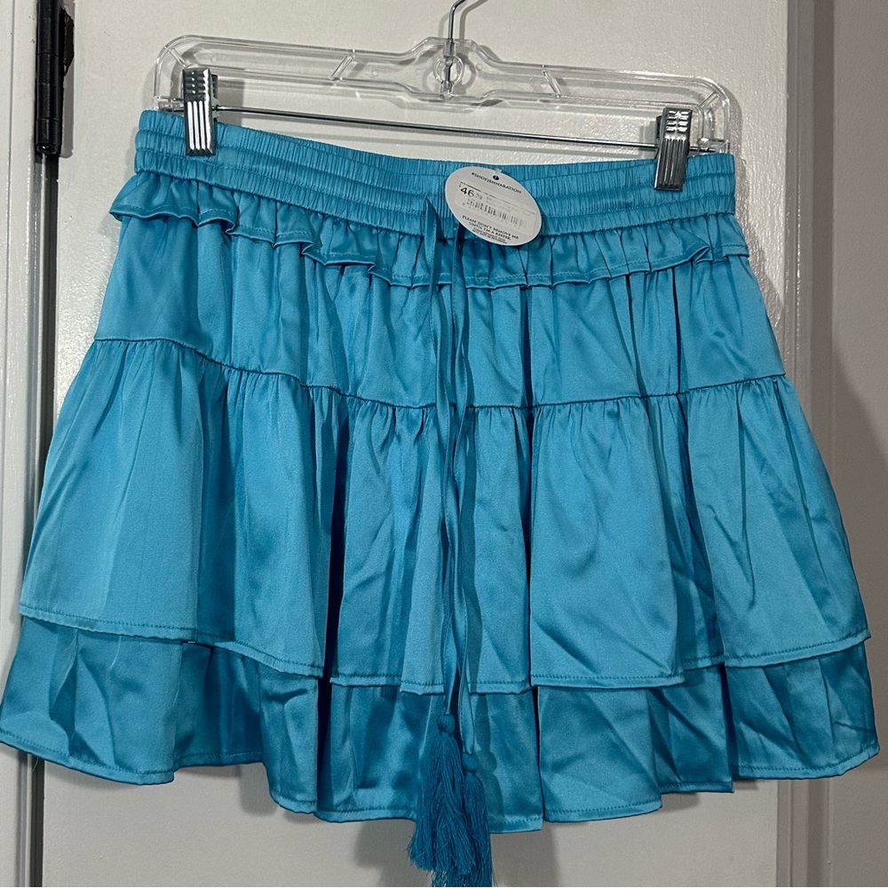 NWT tcec turquoise ruffle skirt